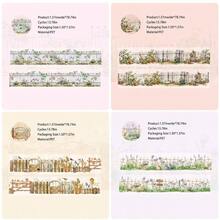 6Rolls Floral Washi Tape Set PET 40mm Wide Washi Sticker Junk Journaling Stickers Flower Scrapbook Stickers Vintage Washi Tapes Scrapbooking Supplies Decorative Tape Crafts, 6.6ft Long - 花園 - 查看 5