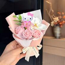 Sanrio Artificial Flowers Hello Kitty Cartoon Cute Plush Flower Bouquet, Hello Kitty Artificial Rose Eternal Flower Bouquet, Hello Kitty Kawaii Desktop Decor, Surprise Gift For Valentine's Day, Christmas, Mother's Day, Daily Life, Hello Kitty Party Souvenir - Multicolor - View 5
