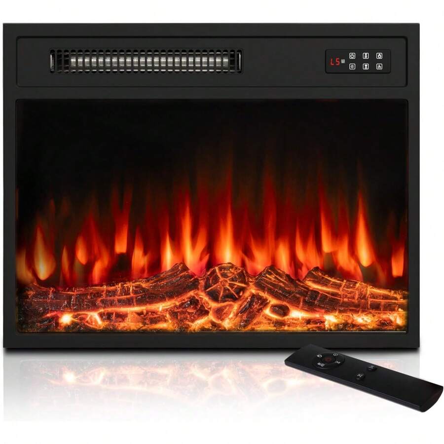 23Inch Electric Fireplace Insert With LED Realistic Flame,Small Recessed Fireplace Heater With Touch Screen&Remote Control,Portable Compact Fireplace With Adjustable Flame, Timer 750/1500W, 18-FPIH-A1,18-FPIH-A1-LPS,23-FPIH-A2,25-GMFP-A2024 - US B Type Plug(110-127V) - View 1