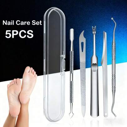 Professional Stainless Steel Nail Clippers, Multi-Function Cuticle Remover, Manicure Care Nail Grooming Tool Set