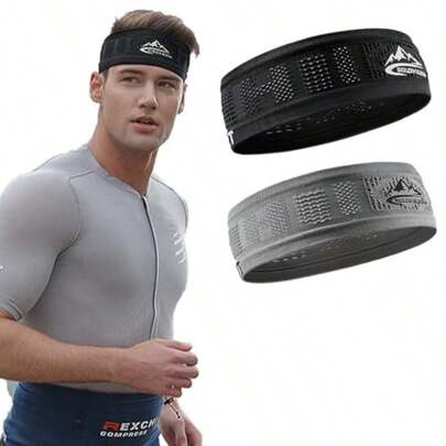 Diademas Deportivas para La Cabeza 2 Piezas Bandas Elásticas Antideslizante para Hombre y Mujer Diademas de Cabello Absorbe El Sudor Secado Rápido Transpirable para Correr Baloncesto