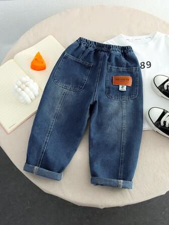 时尚韩版儿童拼布休闲牛仔裤