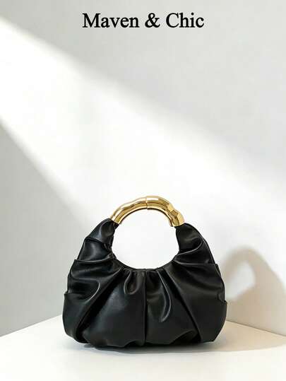 Maven & Chic New Pleated Crescent Handbag, Versatile High-Quality Tote Bag, Suitable For Daily Use, Shopping, Commuting, Work, And College