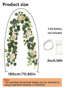 1 Set Artificial Flower Wreath With Lights, Realistic Floral Wreath, Suitable For Arches, Dining Table Centerpieces, Wall Decor, Parties, Home, Weddings, Valentine''s Day Decoration - Multicolor - View 2