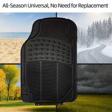 3件套全天候耐用汽车脚垫，通用型，适用于大多数轿车、SUV和卡车，可裁剪，黑色 - 黑色 - 查看 7