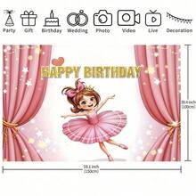 1 Princess Birthday Party Banner Background Cloth, Ballet Pink Curtain Theme Photography Backdrop, Happy Birthday Banner, Suitable For Cake Table Decoration, Home Garden And Living Room Decoration, Gift Matching, Home Wall Decoration, Birthday Party Decorations. - Multicolor - View 11