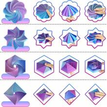 4 st 3D fraktal spiral hexagon roterande stjärnleksaker, färgglad roterande spiraldesign, stressavlastande skrivbordspolygon kontor hem partyspeltillbehör - Multifärgad - Visa 4