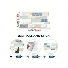 10 peças/30 peças Adesivos Decorativos Autoadesivos para Cozinha (Estes são adesivos decorativos, não azulejos reais), Adesivos de Parede com Padrão de Tijolo Irregular Plano 2D de Cores Mistas, Papel de Parede, Adesivos de Azulejos, Adesivos de Decoração de Parede, Adesivos de Decoração de Azulejos, Adequados para Decoração de Casa, Decoração de Cozinha, Decoração de Sala de Estar, Decoração de Banheiro, Decoração de Quarto, Decoração de Quarto, Etc. - Multicolorido - Visão 2