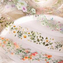 6Rolls Floral Washi Tape Set PET 40mm Wide Washi Sticker Junk Journaling Stickers Flower Scrapbook Stickers Vintage Washi Tapes Scrapbooking Supplies Decorative Tape Crafts, 6.6ft Long - Vine - View 5