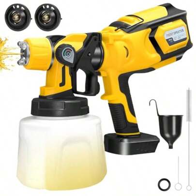 Cordless Paint Sprayer For DeWalt 20V MAX Battery Electric Spray Gun High Capacity Container Yellow