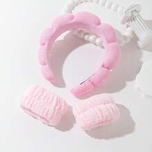 Women's New Sponge Cloud Headband - Made Of Soft High-Density Sponge And Breathable Fabric, With Wide Elastic Design And Non-Slip Silicone Lining, Adorable 3D Cloud-Shaped Headband Details, Available In Various Pink, Blue, White, And Beige Colors, Simple Solid Color Patterns With Exquisite Texture. Hair Band, Hair Hoop Hairband Beauty Home Hair Accessories - Multicolor - View 15