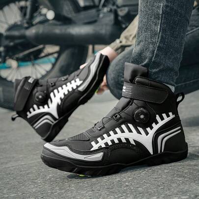 Men's Outdoor Cycling Motorcycle Racing Shoes, Breathable Bike Riding Shoes For All Seasons