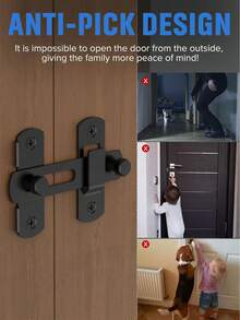 180度翻转式谷仓门锁，保护隐私 - 适用于宠物、浴室、户外、车库、窗户、推拉门、酒柜、花园、衣柜等场所的门锁和门闩