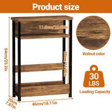 Techigher Narrow Side Table, 3-Tier End Table With Storage Shelf, Thin Sofa Side Table For Narrow And Small Spaces, Bedside Table Nightstand For Living Room - Brown - View 4