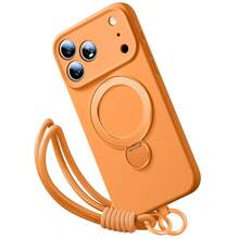 1个挂绳+360°旋转支架手机壳，兼容 17 Pro Max，新款液态硅胶磁吸支架手机壳，兼容 17，超薄设计，全方位保护，带挂绳，适用于 17 Air冬季版