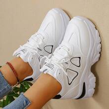 Women's Autumn/Winter New Wedge Heel Gold Sequin Sneakers, Thick Sole Elevated Casual Fashion Versatile Running Shoes - Black - View 5