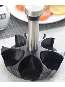 Especiero 6 Frascos Vidrio Giratorio Organizador Condimentos - Óxido marrón - Ver 3