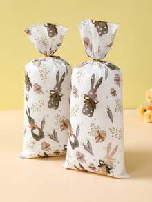 100个复活节兔子礼品袋，兔子胡萝卜图案糖果袋，复活节彩蛋寻宝游戏礼品包装袋，糖果饼干食品包装袋，复活节派对回礼袋，复活节派对装饰，复活节快乐装饰，复活节彩蛋寻宝游戏派对用品，复活节派对用品，复活节兔子装饰，春季装饰，派对回礼，礼品包装袋 - 彩色 - 查看 5