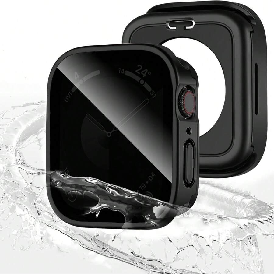 Ốp bảo vệ 2 trong 1 tích hợp miếng dán màn hình, tương thích với Apple Watch Series 4/5/6/7/8/9/10 SE/SE2/Ultra, 40/41/42/44/45/46mm, ốp bảo vệ toàn diện bằng nhựa PC cứng cáp với các cạnh phẳng.
