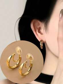 1 para modnych płaskich okrągłych miedzianych kolczyków dla kobiet, kolczyki na klipsy, eleganckie i wyszczuplające, odpowiednie do noszenia na co dzień, prezent świąteczny