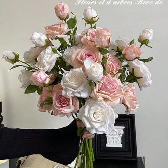 1pc Artificial Camellia Flower, High-End Decor For Living Room, Dining Table, Paired With Fake Greenery, Simple Ins-Style Photo Prop, Durable Silk Flower