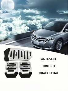 2/3 piezas Pedal de coche de aleación de aluminio antideslizante - Diseño ergonómico, duradero y ligero, apto para acelerador, freno y transmisión manual - Se adapta a la mayoría de los vehículos, mejora el estilo interior del coche, textura metálica de moda, estructura de alta calidad, diseño universal - Multicolor - Ver 4