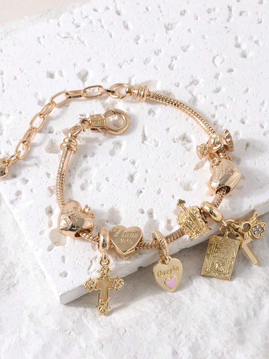 1 chiếc vòng tay kiểu Y2K, 1 chiếc vòng tay hình thánh giá, vòng tay thời trang đường phố retro, 1 chiếc vòng tay hình thánh giá và trái tim, vòng tay phát sáng trong bóng tối dành cho giới trẻ. - Nhiều màu - Xem 1