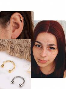 1pc G23 Titanium Horseshoe Nose Ring Hoops For Women, 16G Septum Rings Circular Barbell, Conch Helix Daith Tragus Cartilage Lip Eyebrow Piercing Jewelry 8/10mm - Multicolor - View 3