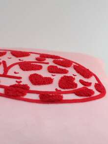 1pc Heart Leopard Decorative Pillow Cover, Soft & Breathable, Embroidered Craftsmanship, Without Pillow Insert, 17.7*17.7 Inches (45*45cm), Suitable For Dorm, Bedroom, Sofa, Bed, Great Gift For Loved Ones - Pink - View 6