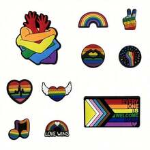 10-Piece Rainbow And Heart Shoe Decorations, Bags And Accessories Set, PVC Material - Pride Festival, New Year, Valentine's Day Gift | DIY Holiday Shoe Decorations | Bright Cartoon Patterns | Pride Moon Decorations, Shoe, Spring Summer Picks, Brides Maid Gifts, Room, Bedroom Decor, Bedroom Decor, Beach, Travel, For Men, For Women, Vacation, Women's Day, Travel Essentials, Wedding Favors, Y2k, Bedroom, Car Accessories Women, Kitchen Decor - Multicolor - View 5