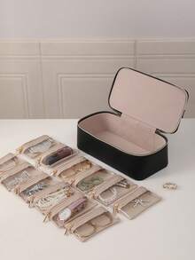 Portable PU Leather Jewelry Box, Jewelry Storage Box, Anti-Oxidation Birthday Gift, Large Capacity For Earrings, Rings, Bracelets, Necklaces, Hair Accessories, Suitable As A Gift For Girlfriends, Friends, And Girls For Festivals Or Birthdays - Multicolor - View 1