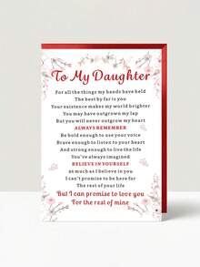 1 pieza Tarjeta de cumpleaños significativa con sobre - "Para mi hija" Diseño floral, mensaje sincero, papel de alta calidad, perfecto para hijas, nietas, hijos y madres - Regalo para todas las ocasiones, Tarjeta de cumpleaños | Tarjeta con diseño floral | Papel, Regalo para hija - Multicolor - Ver 2