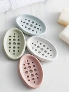 1pc Silicone Soap Dish - Stylish Oval Self-Draining Soap Holder With Multifunctional Storage Rack - Perfect For Bathroom Countertops, Sinks, And Countertops, Ideal For Keeping Soap Bars Within Reach, Durable And Space-Saving Bathroom Accessories - Multicolor - View 4