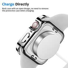 二合一保护壳，内置屏幕保护膜，兼容 Series 4/5/6/7/8/9/10 SE/SE2/Ultra，40/41/42/44/45/46mm，硬质 PC 全包覆式保护壳，边缘平整。 - 銀色 - 查看 6