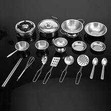 18-Piece Toy Cookware Set For Girls, Stainless Steel Kitchen Utensils - As Pic - View 5