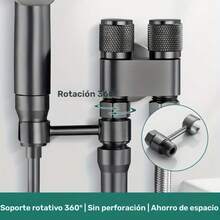 Pulverizador de bidé de mano con válvulas de doble salida, grifo de cocina, baño, accesorio de bidé, accesorios de inodoro duraderos - Negro - Ver 10