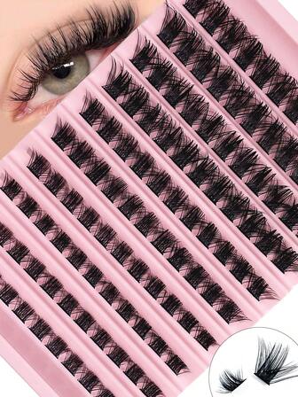 Hinarin 110 Pcs D Curl Thick Volume Lash Clusters Lash Extension Kit With Bond And Seal Lash Glue Lash Applicator For DIY Lash Extensions