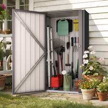Flamaker Outdoor Storage Metal Vertical Storage Shed - Lockable, Weatherproof Storage For Garden Tools & Pool Supplies, 22 Cuft - 22 Cuft - 查看 3