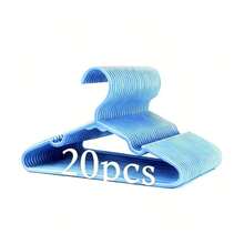 10/20/30个装 结实耐用塑料衣架 - 防滑，（白色、黑色、蓝色、粉色、绿色、灰色），肩部带凹槽设计，抓力牢固 - 非常适合家庭衣柜、宿舍和衣橱收纳 - 彩色 - 查看 15