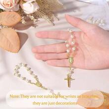 Juego de 10 abalorio de rosario para de bautizo, perlas de imitacin con bolsas de organza para bautizo, bodas, regalos de primera comunin - Perla dorada - Ver 5