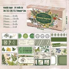 18 Rolls Washi Tape Set Crafts And Journaling Vintage Floral Tape Scrapbooking Supplies Washi Tape Journaling Decorative Tape Crafts - Botany Imprint - View 2