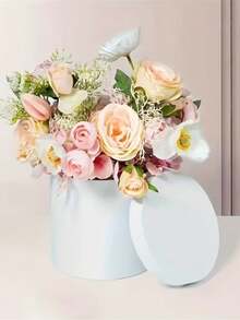 1 Stück Blumenstrauß Verpackungsbox, rundes Blumenkorb Design, kreative DIY Geschenkbox für Neujahr, Valentinstag, Blumenladen, Party Geschenke, tragbar und geeignet für Blumenaufbewahrung - Verschiedenfarbig - Übersicht 7