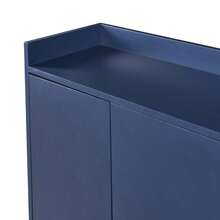 Modern Minimalist Sideboard, 4-Door Handleless Buffet For Dining Room, Living Room, Kitchen (White) - 藏蓝色 - 查看 10