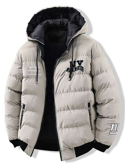 Men's Cotton Coat For 2025 Autumn-Winter Season. New Style With Embroidered Patterns.  Hooded Double-Sided Wearable Coat