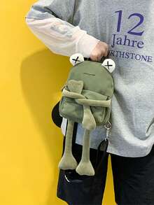 1pc Fashion Cartoon Nylon Frog Chest Bag, Unisex Mini Asymmetrical Water-Resistant Crossbody Bag, Suitable For Work, Shopping, Travel Streetwear, Office Commute, School Library, Weekend Shopping,Travel Streetwear, Office Commute, School Library, Weekend Shopping,Travel Streetwear - 軍綠色 - 查看 12