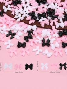 50pcs Random Bow Tie Nail Charms 3D Resin Black White Pink Bow Tie Charms Cute Bow Tie Rhinestone Nail Art Supplies Jewelry Decorations DIY Crafts For Women Phone Cases, Scrapbooking, Envelopes, Cards - Multicolor - View 2
