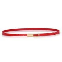1pc Women's Simple And Stylish High-End Alloy Belt Features A Solid Color And Elegant Design (Available In Red, Black, And White). Suitable For Young And Middle-Aged Women, It Enhances Feminine Charm. The Square Buckle And Thin Belt Can Be Paired With Classic Trousers Or Skirts. It Is Suitable For All Seasons - Red - View 6