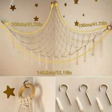 1 Set Of Bohemian-Style Toy Storage Hammock, Suitable For Storing Plush Toys In Children's Rooms And Bedrooms. It Can Be Hung And Installed To Save Floor Space. The Large Size Can Accommodate Multiple Toys And Is Compatible With Various Plush Dolls. - Beige - View 2