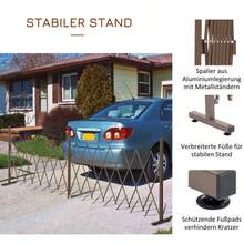 Outsunny Extendable Scissor Gate, Garden Barrier, 52-405 Cm, Aluminum, Brown, H 103.5 Cm - Dark Brown - View 2
