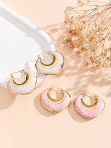 1 Pair Women's Stainless Steel Heart-Shaped Drop Hoop Earrings - Heart-shaped Drip Earrings - View 1